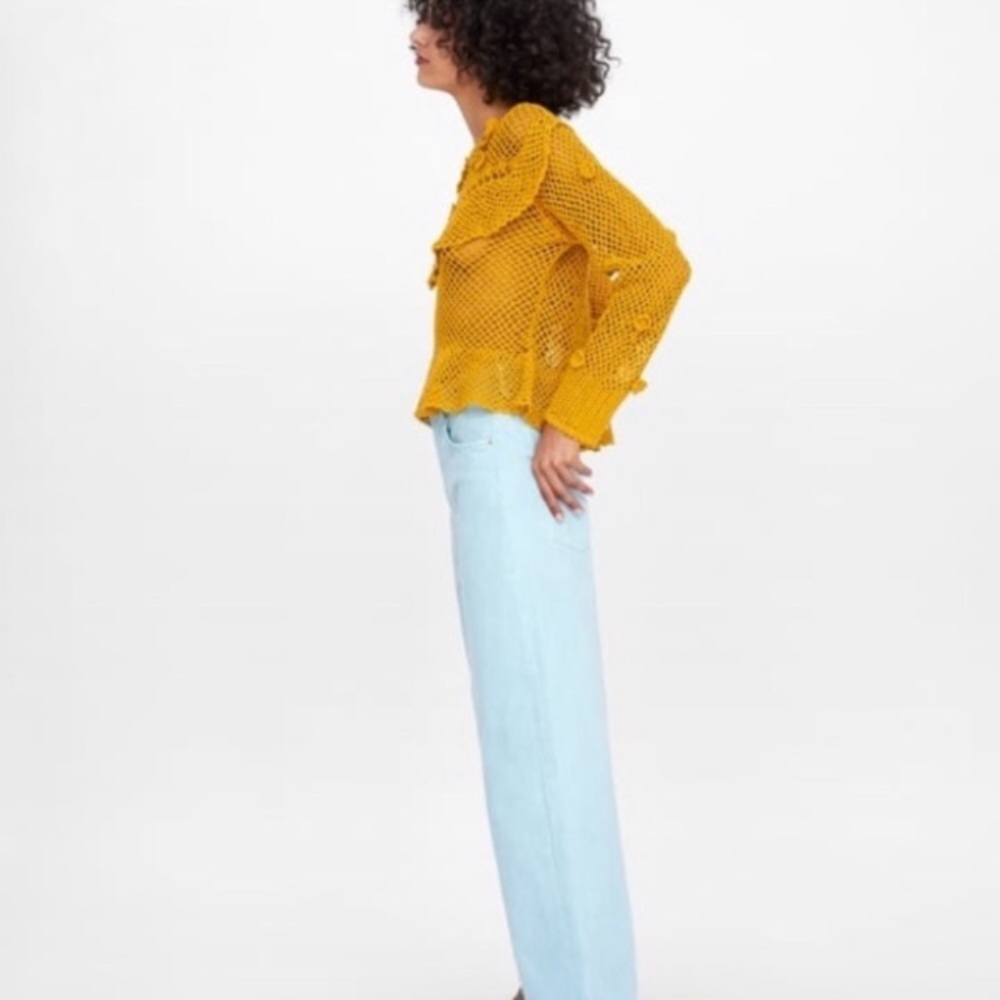 Zara Crochet Sweater with Ruffle Trim - Picture 2 of 4
